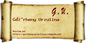 Görheny Urzulina névjegykártya